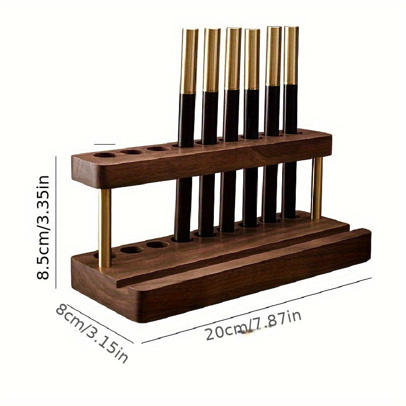 Solid Walnut Desk Organizer with Brass Accents – Elegant Office Storage