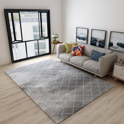 Striped Pattern Area Rug in Black and Gray - Washable, Non-Slip, Pet-Friendly