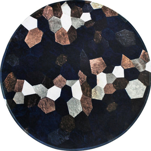Machine Washable Geometric Pattern Carpet – Black Polyester, Pet-Friendly, Non-Slip