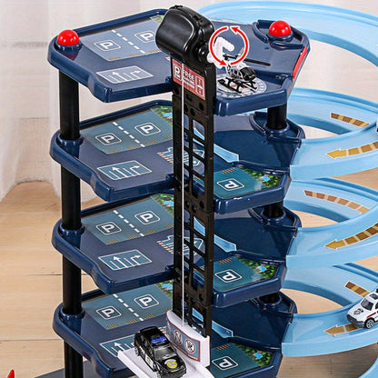 Multi-Level Fire Station Playset with Fire Truck and Traffic Signs for Kids