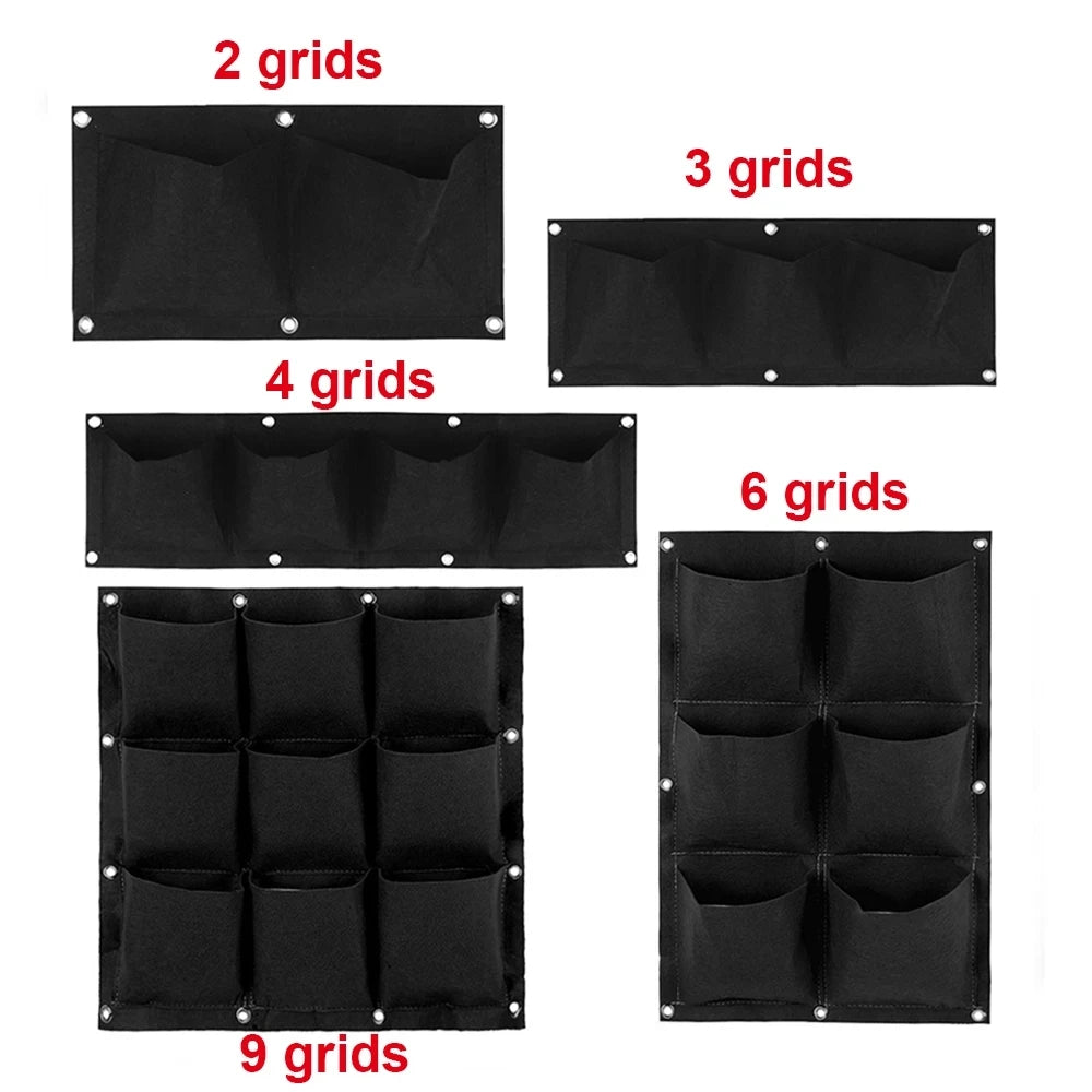 Vertical Plant Pocket for Wall Mounting | Green/Black | 2–12 Compartments