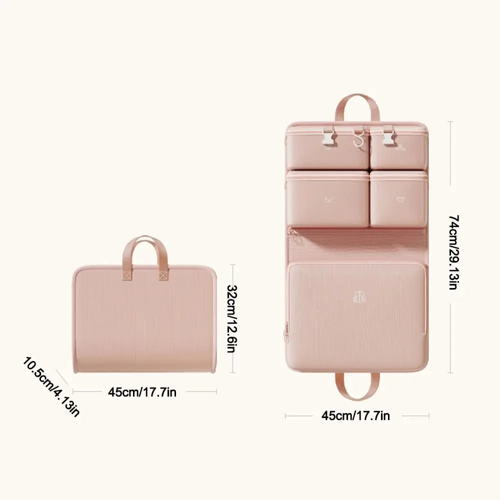 7-in-1 Waterproof Travel Organizer Bag with Hook | Collapsible Hanging Storage 74 × 45 cm