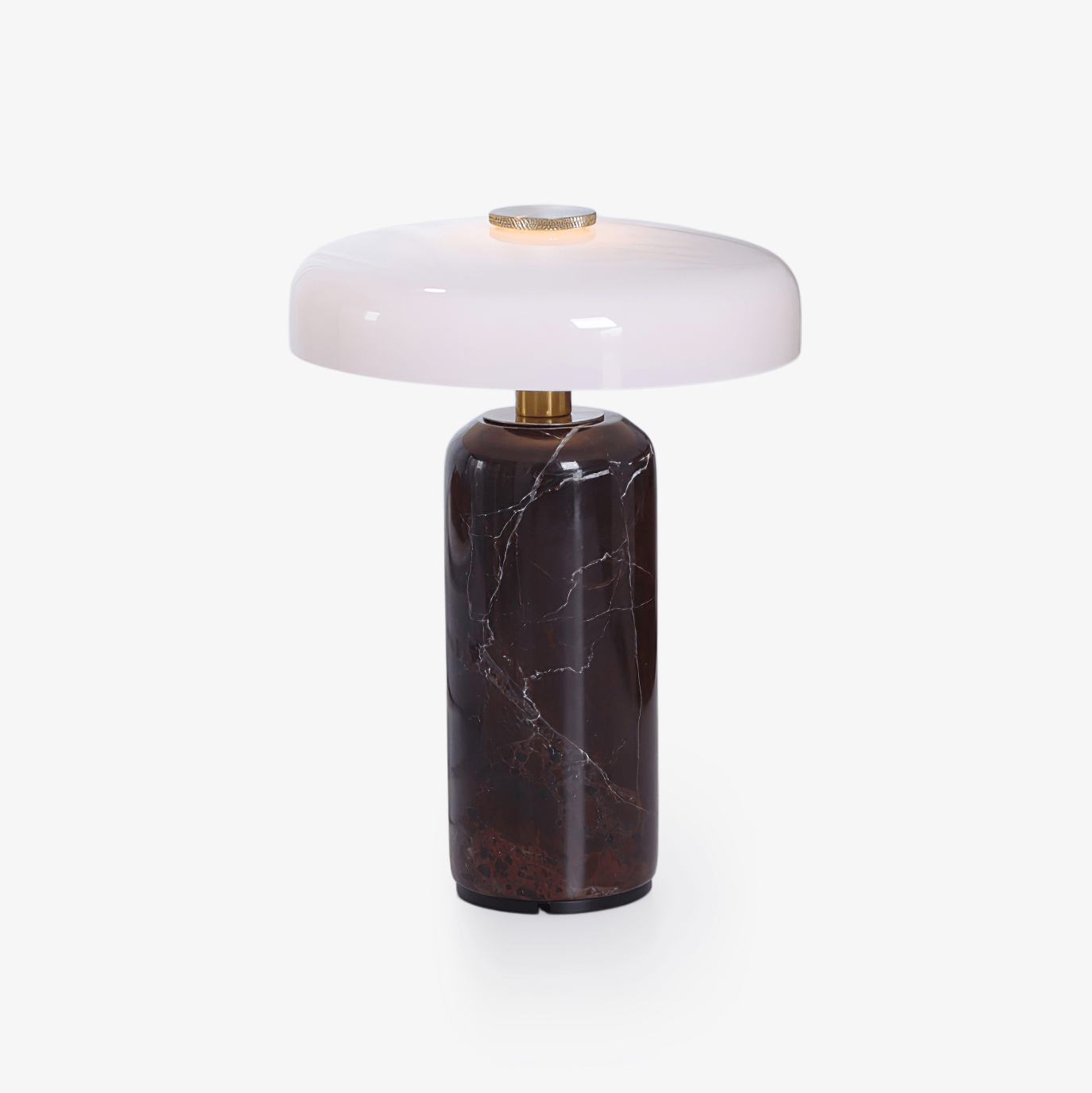 Marble Table Lamp with Opaline Glass and Brass Detailing for Nightstands