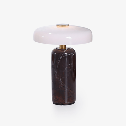 Marble Table Lamp with Opaline Glass and Brass Detailing for Nightstands