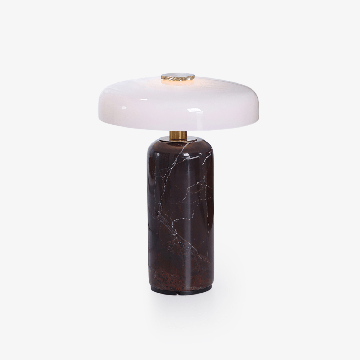 Marble Table Lamp with Opaline Glass and Brass Detailing for Nightstands