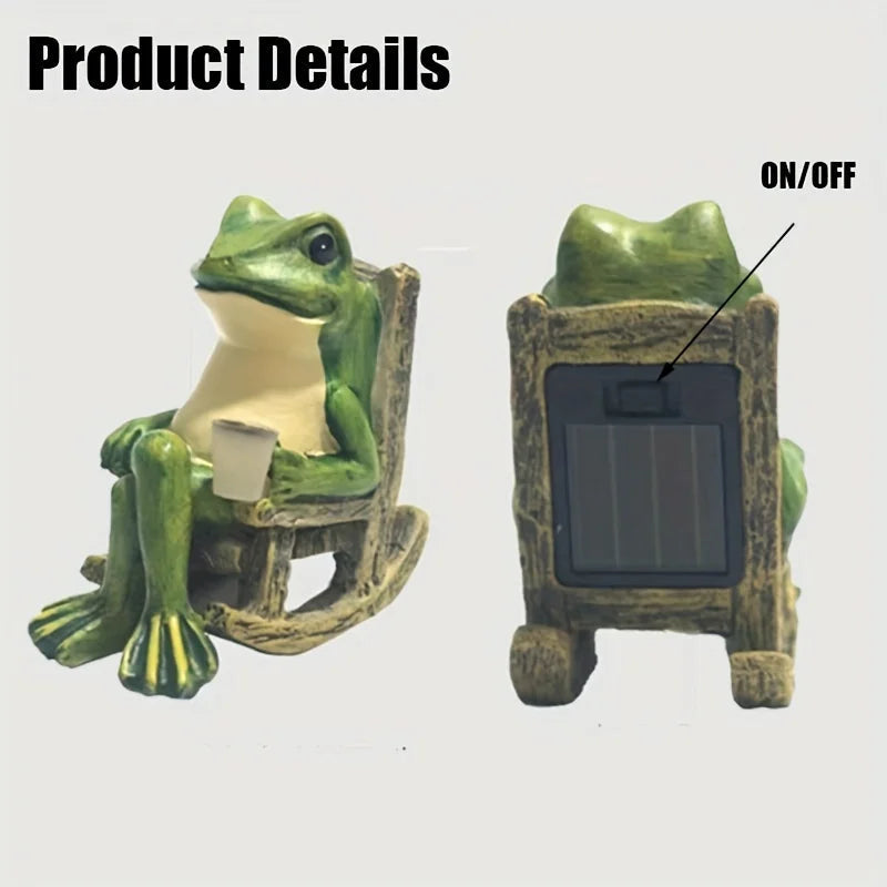 Solar-Powered Mini Frog Garden Sculpture | Weatherproof | Indoor and Outdoor Use