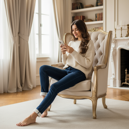 High-Waisted Women's Skinny Denim Jeans - Lambwool Lined for Winter