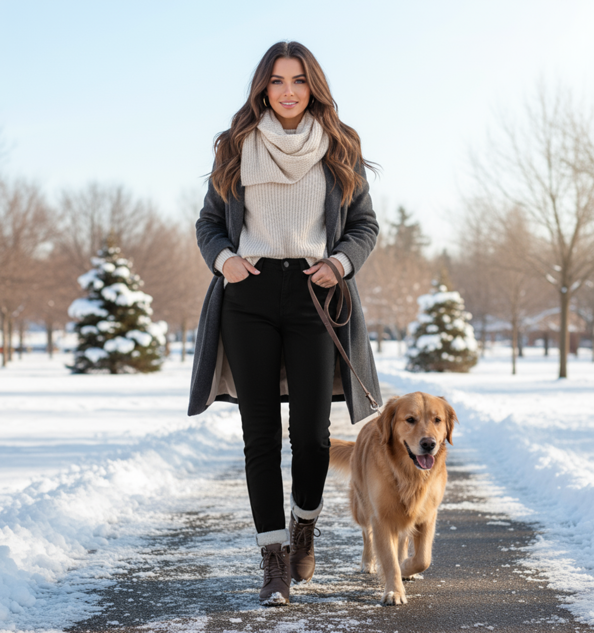 High-Waisted Women's Skinny Denim Jeans - Lambwool Lined for Winter