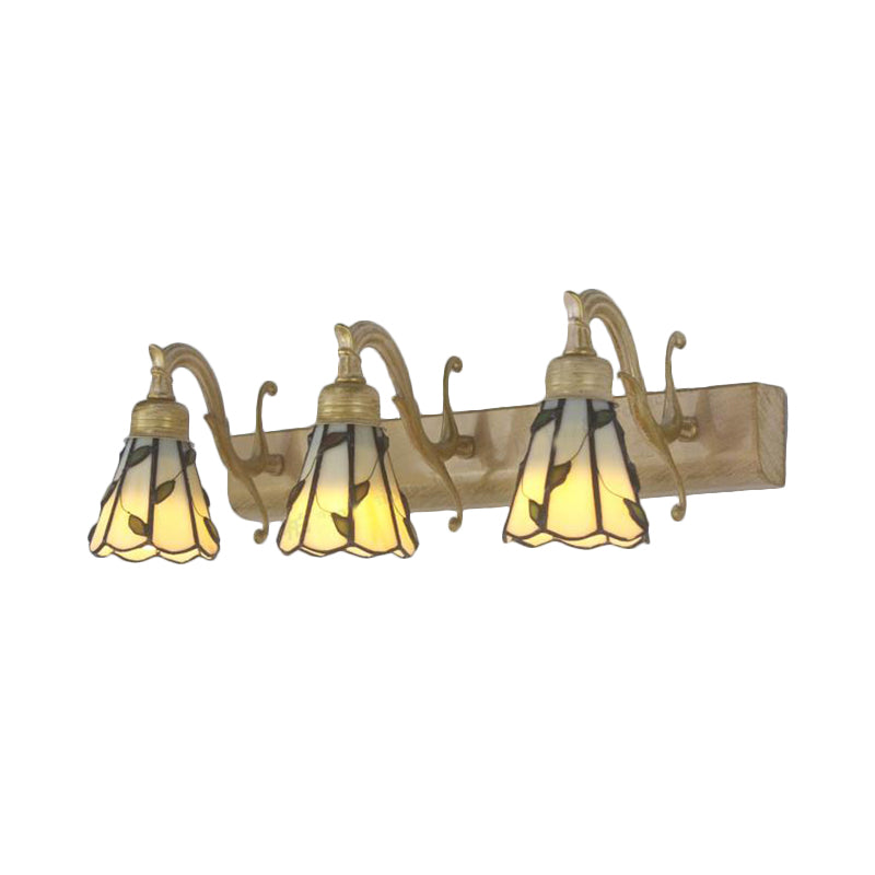 Rustic Stained Glass Vanity Light with 3 Heads for Makeup Mirror in Copper/Brass/Gold