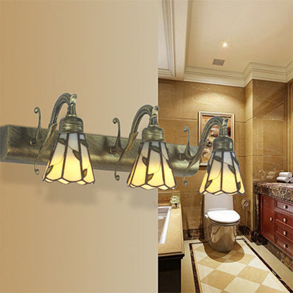 Rustic Stained Glass Vanity Light with 3 Heads for Makeup Mirror in Copper/Brass/Gold