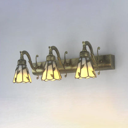Rustic Stained Glass Vanity Light with 3 Heads for Makeup Mirror in Copper/Brass/Gold
