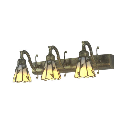 Rustic Stained Glass Vanity Light with 3 Heads for Makeup Mirror in Copper/Brass/Gold