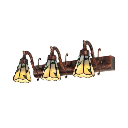 Rustic Stained Glass Vanity Light with 3 Heads for Makeup Mirror in Copper/Brass/Gold