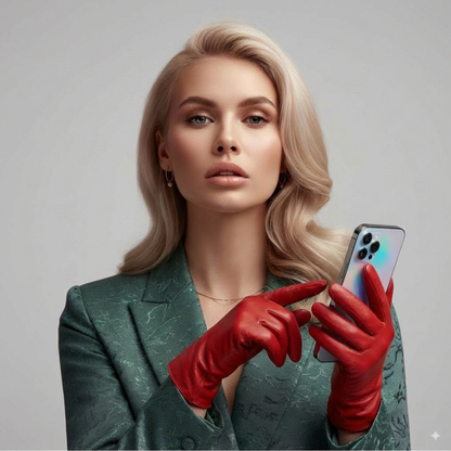 Touchscreen Driving Gloves for Women - Warm Lined Sheepskin Leather