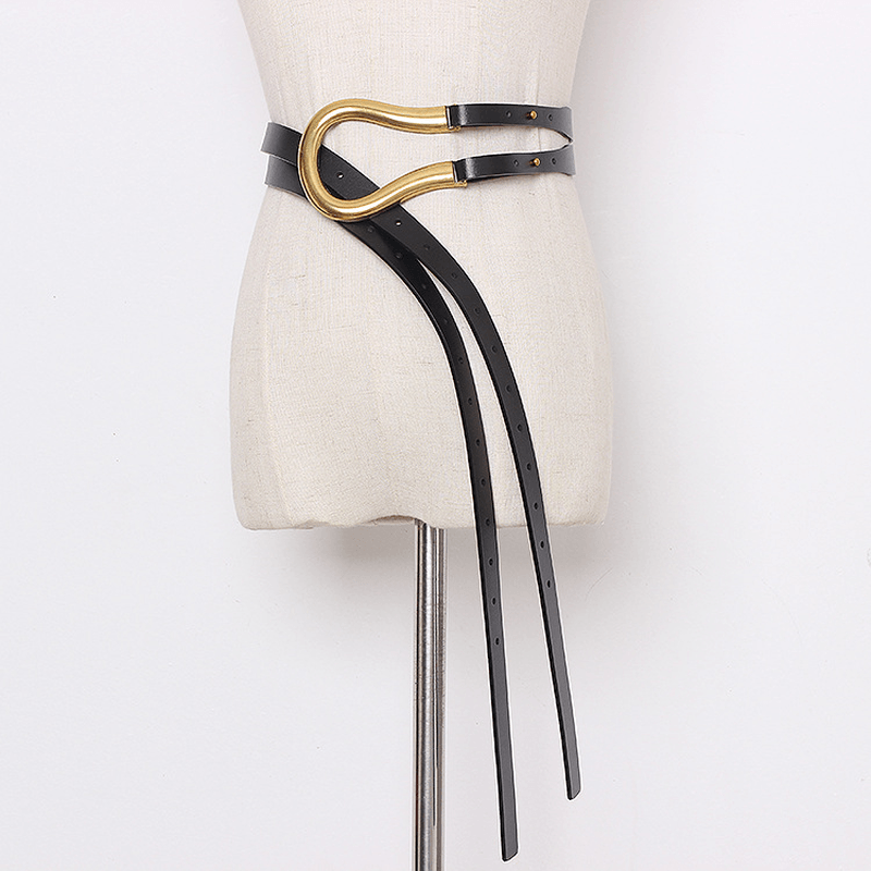 Large U-Shaped Belt with Curved Metal Horseshoe Buckle