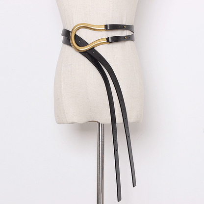 Large U-Shaped Belt with Curved Metal Horseshoe Buckle