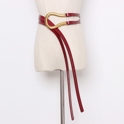 Large U-Shaped Belt with Curved Metal Horseshoe Buckle