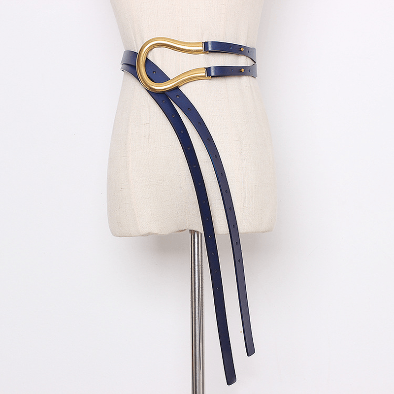 Large U-Shaped Belt with Curved Metal Horseshoe Buckle
