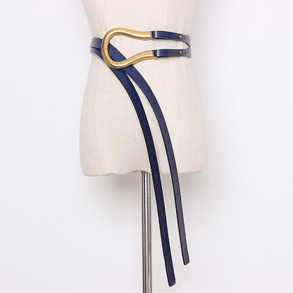 Large U-Shaped Belt with Curved Metal Horseshoe Buckle