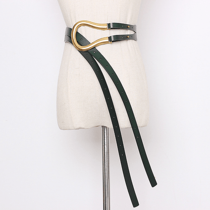 Large U-Shaped Belt with Curved Metal Horseshoe Buckle
