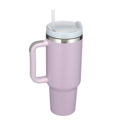 Stylish 40oz Insulated Travel Mug with Handle & Straw