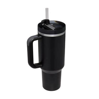 Stylish 40oz Insulated Travel Mug with Handle & Straw