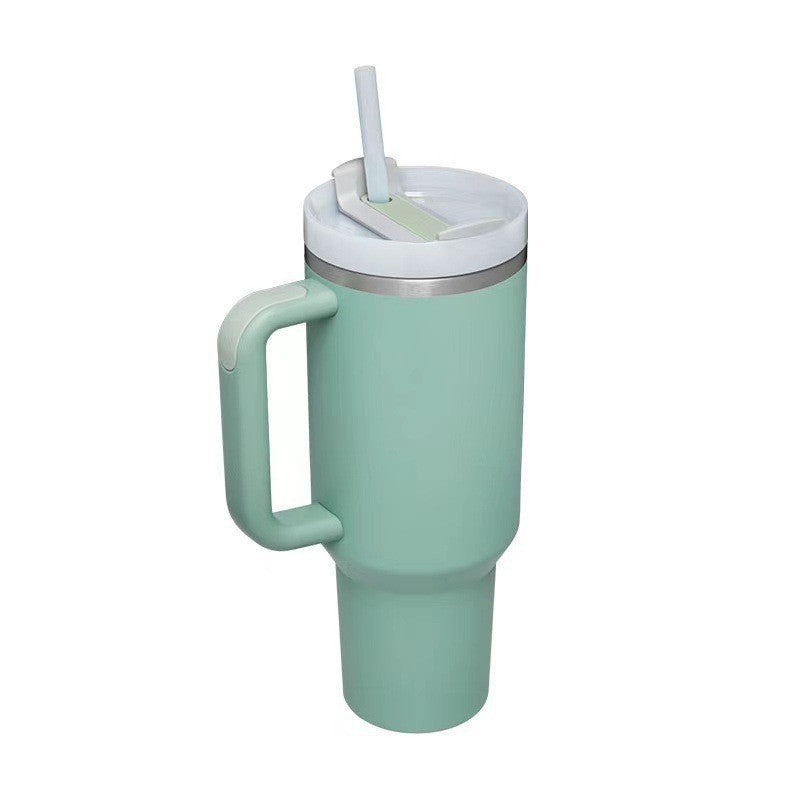 Stylish 40oz Insulated Travel Mug with Handle & Straw