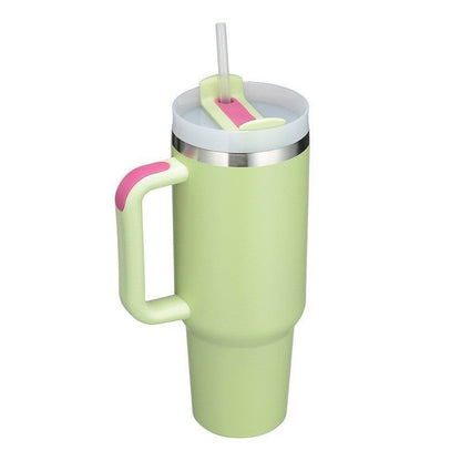 Stylish 40oz Insulated Travel Mug with Handle & Straw