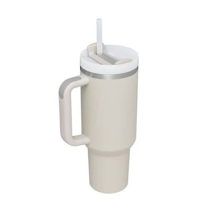 Stylish 40oz Insulated Travel Mug with Handle & Straw