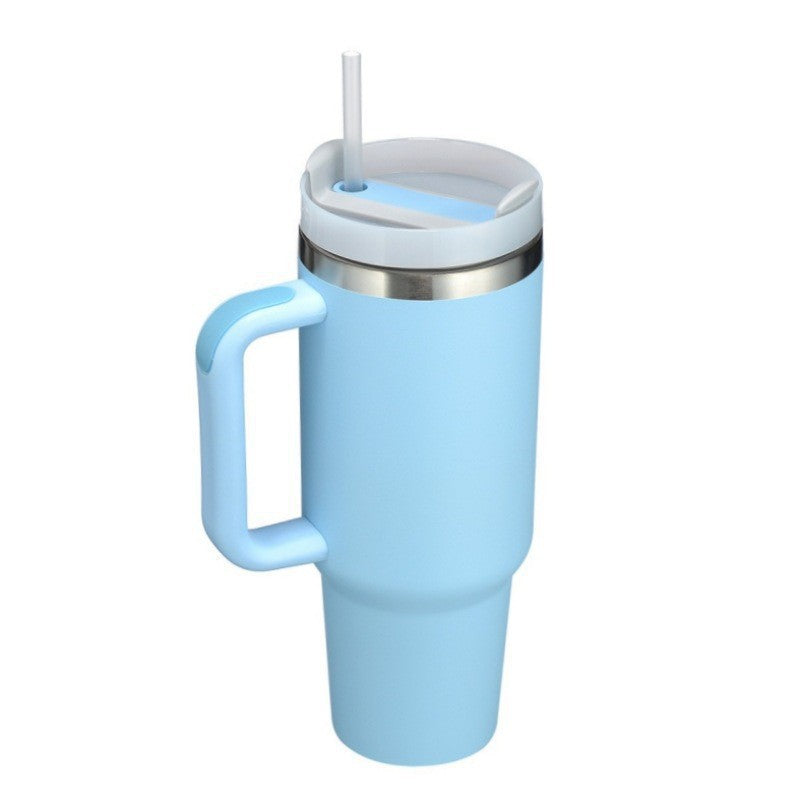 Stylish 40oz Insulated Travel Mug with Handle & Straw