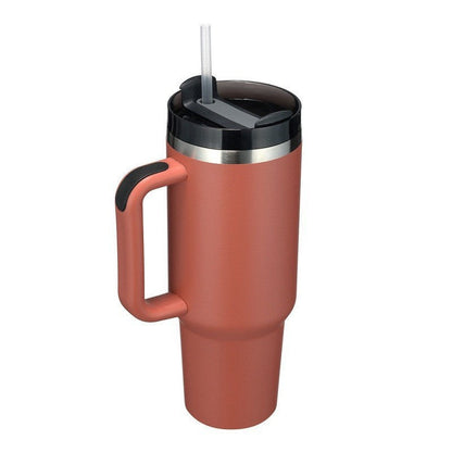 Stylish 40oz Insulated Travel Mug with Handle & Straw