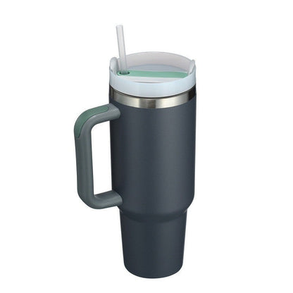 Stylish 40oz Insulated Travel Mug with Handle & Straw
