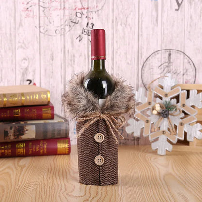 Wine Bottle Cover for Christmas Decoration 2025 | Fabric Sleeve for Wine and Champagne Bottles | Perfect Gift & Table Decor for Christmas & New Year 2026