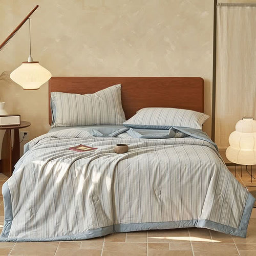 Blue Striped Blanket for Unique Bedding – Lightweight and Cozy