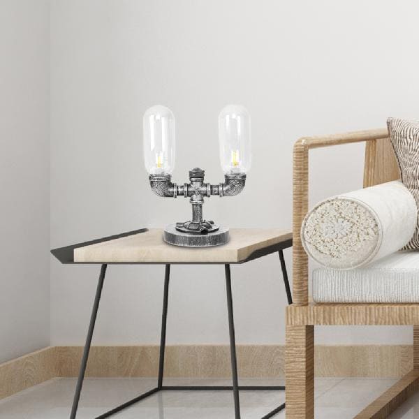 Clear Glass Table Lamp with Circular Shade – Stylish Lighting Fixture
