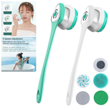 Ultimate Electric Shower Brush with Extended Handle | Deep Clean & Gentle Exfoliation | Versatile Brush Heads for Body Care