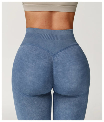 High-Waisted Ribbed Workout Leggings for Women | Seamless Stretch Fit