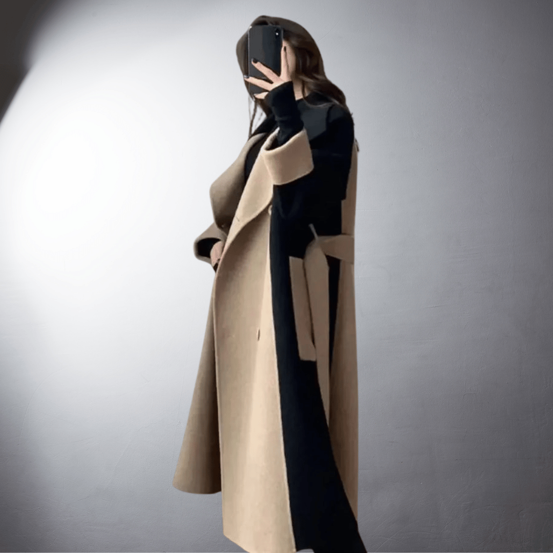 Two-Tone Straight Cut Coat for Women | Perfect for Winter