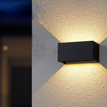 Contemporary Rectangular Waterproof LED Wall Light for Outdoor Use with Dual Light