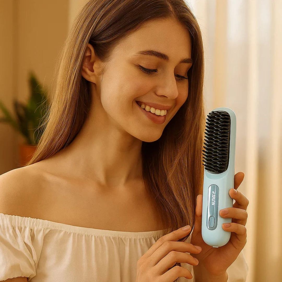 Straightening Brush with Heat – Quick Smoothing and Frizz Control