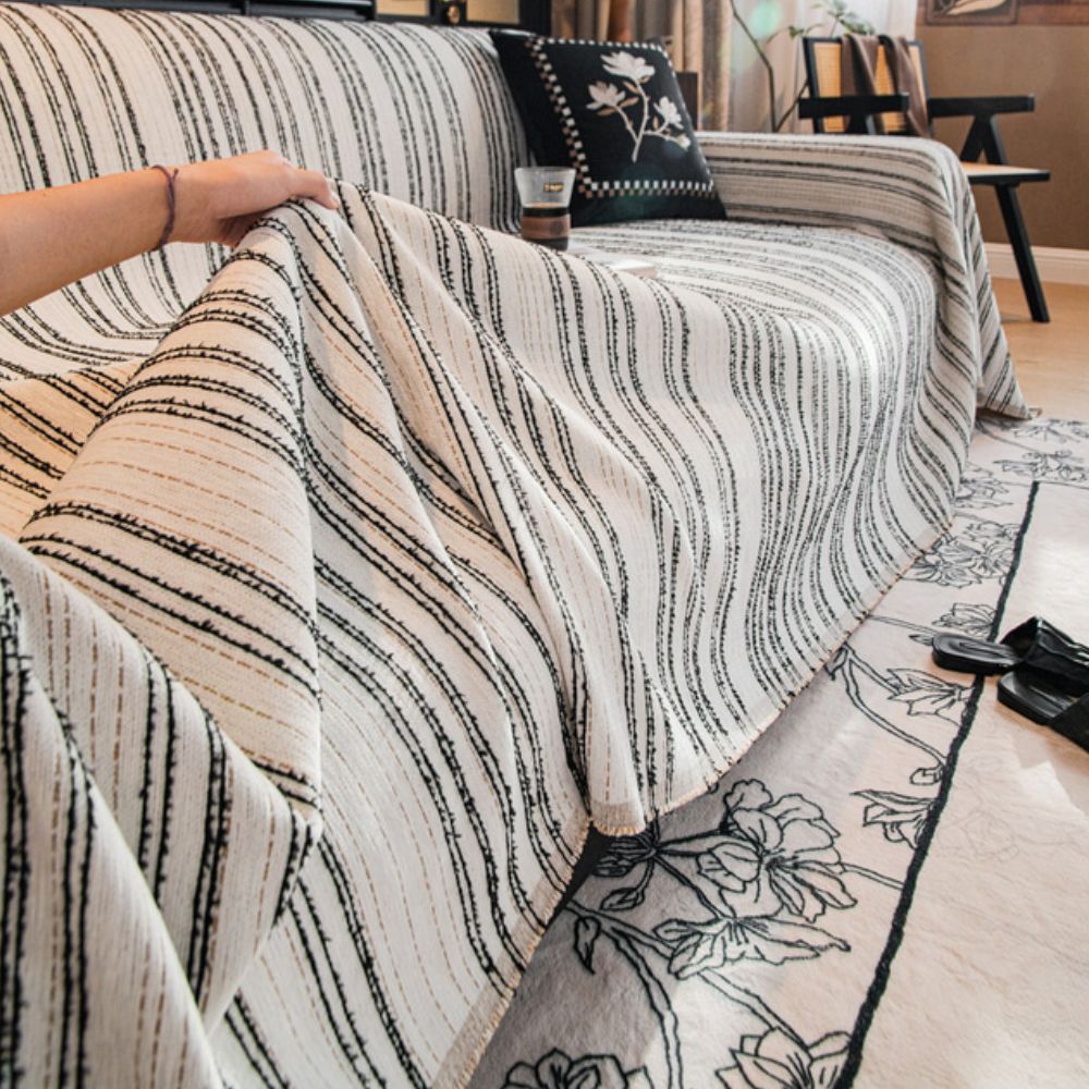 Chic Striped Chenille Sofa Protector