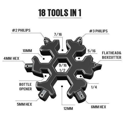 18 Functions Snowflake Design Multi-Tool