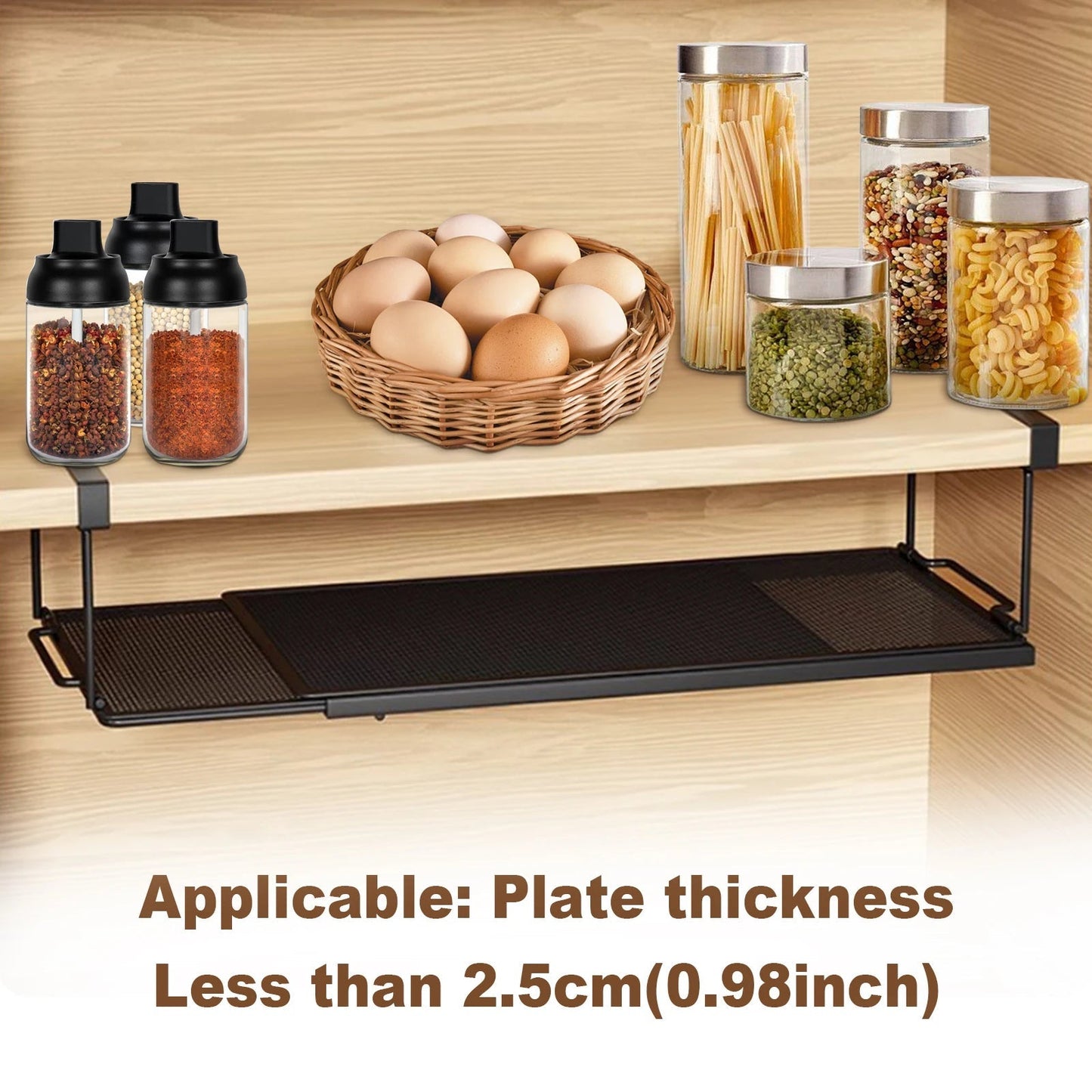 Adjustable Under-Counter Shelf | Versatile Storage Basket | Steel Frame | Extends 15.2–27.8 inches