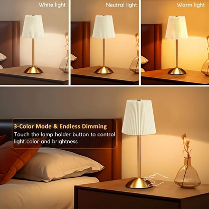 Wireless Bedside Lamp with Three Color Dimming Features