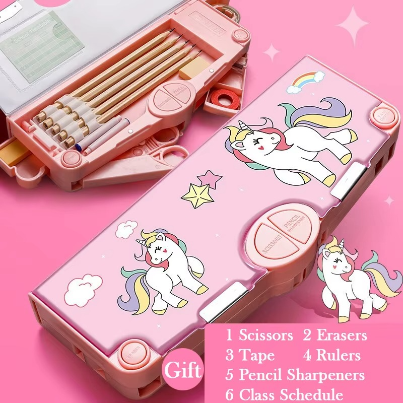 Effortless Pencil Case with Built-in Sharpeners