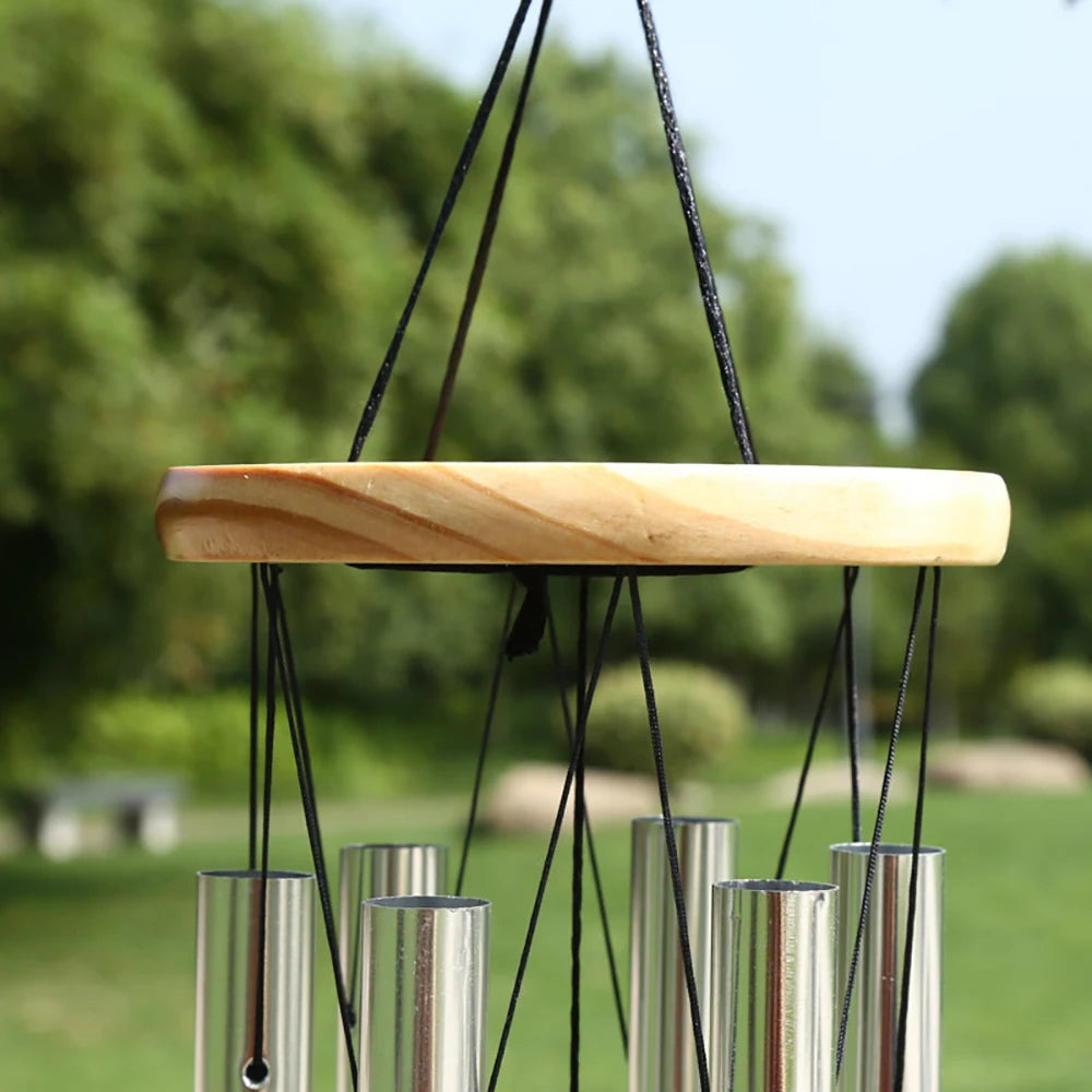 Silver Wind Chime with 6 Tubes | Bell Tone | Wall and Door Decoration for Home & Garden