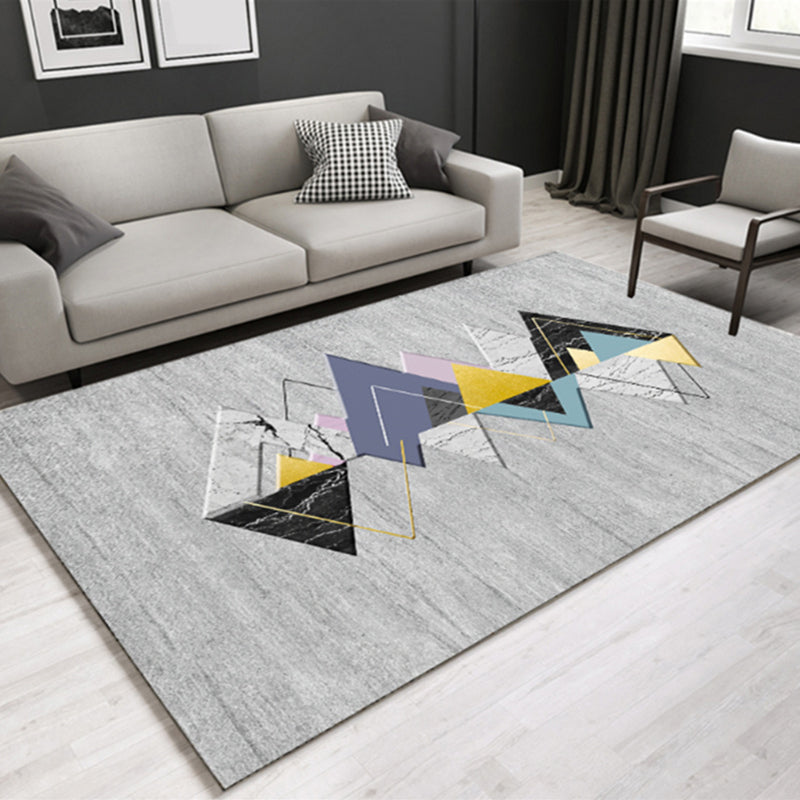 Modern Triangle Area Rug in Multicolor - Machine Washable for Living Room