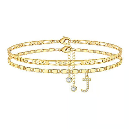 Customizable Layered Anklet | Adjustable & Hypoallergenic | Gold/Silver | 21.5 cm + 5 cm
