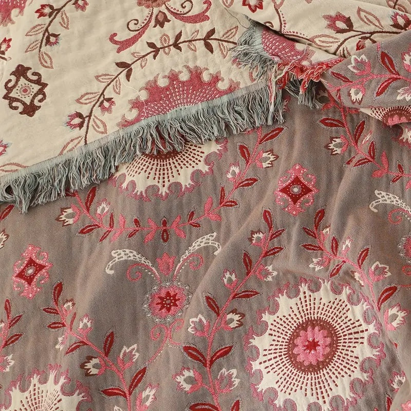 Chic Mandala Reversible Cotton Throw for All Seasons