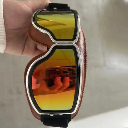 Vintage Motorcycle Goggles with Interchangeable Lenses and Padded Comfort